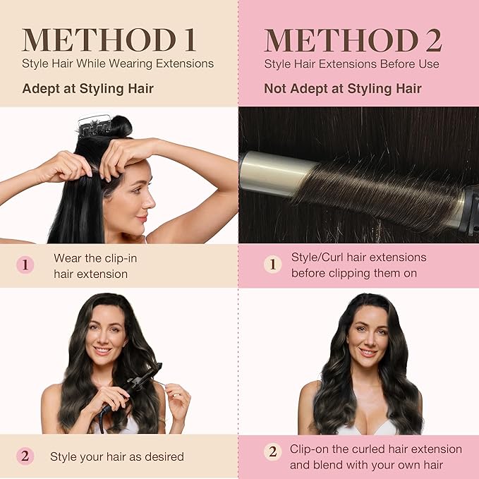 GOO GOO Clip in Hair Extensions Real Human Hair, Remy Human Hair Extensions Clip ins for Women, Natural Human Hair, 22inch 110g 7Pcs, 2A Light Brown