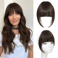 Clip In Bangs for Women, Dark Brown French Bangs Hair Clip with Temples, 100% Real Human Hair Layered Curved Fringe for Halloween and Daily Use(Dark Brown, French Bangs)