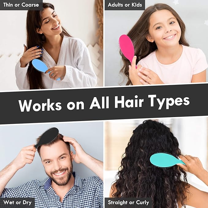 Air Cushion Detangling Hair Brush - 4 Pack Detangler Hairbrush with Ultra Soft Bristles for Effortless Tangle Removal - For Wet Dry Damaged Curly Hair for Women Men Boys Girls Kids - Dark Purple