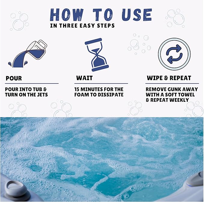 Triple-Action 3-in-1 Weekly Hot Tub Cleaner, Conditioner & Clarifier – Hot Tub Chemicals for Crystal Clear Water – Works on All Hot Tubs & Inflatable Spas – Made in USA – Veteran-Owned (4 Week Kit)