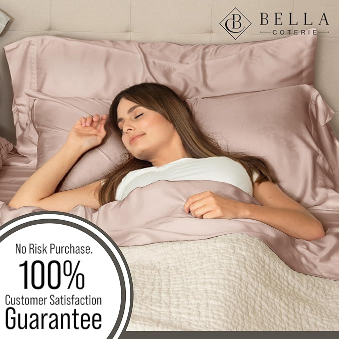 Bella Coterie | Luxury Bamboo Viscose Queen Size Pillowcase Set | 100% Organically Grown | Ultra Soft | Cooling | 2 Pcs [Dusty Rose]
