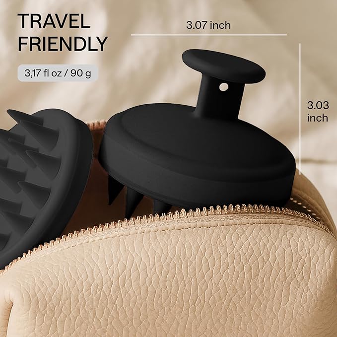 Silicone Scalp Scrubber for Dandruff – Serum, Balm, & Hair Oil Applicator – Scalp Massager Hair Growth for Men, Women – Shampoo Massager Brush or Head Scratcher – Alternative to Shower Comb (Black)