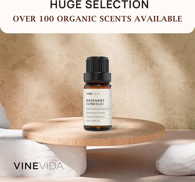 VINEVIDA Rosemary Essential Oil 10 mL - Pure, Undiluted Rosemary Oil for DIY Candle Scents and Soap Making - 10 mL Essential Oil for Safe Use