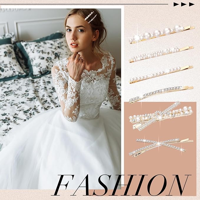 12 Pieces Rhinestone Bobby Pins Decorative Fancy Crystal Hair Clips Shiny Metal X Shaped Barrettes Bling Diamond Wedding Bridal Shower Hair Accessories for Women Ladies Girls (Gold, White)