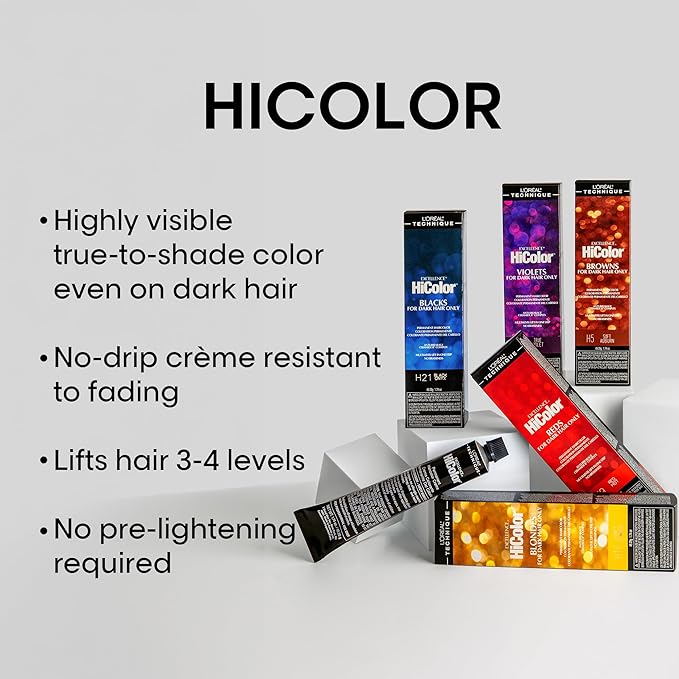L'OREAL TECHNIQUE HiColor Browns & Blondes Permanent Hair Color - Lifts Dark Hair in One Step Leaving No Brassiness, Rich and Smooth Creme Formula, Intense & Long-Lasting, H3 Soft Brown