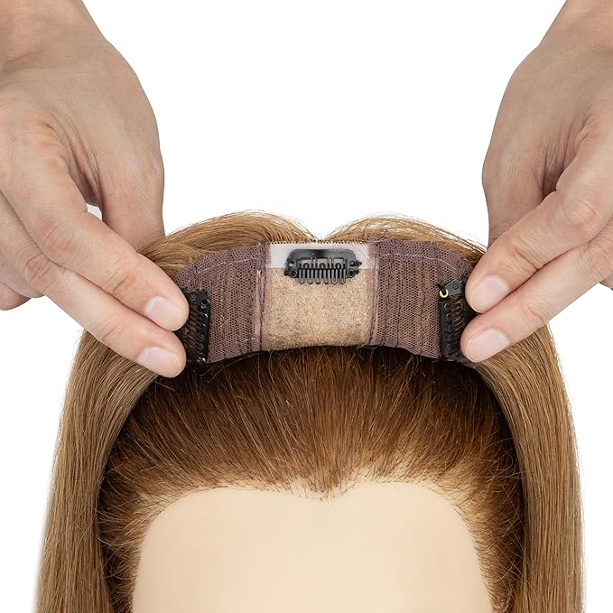 Rich Choices Hair Toppers for Women Real Human Hair 100% Human Remy Toppers NO Bangs for Women with Thinning on Top Clip in Hairpiece 4"x4.7"Lace Base 10 Inch #6 Light Brown
