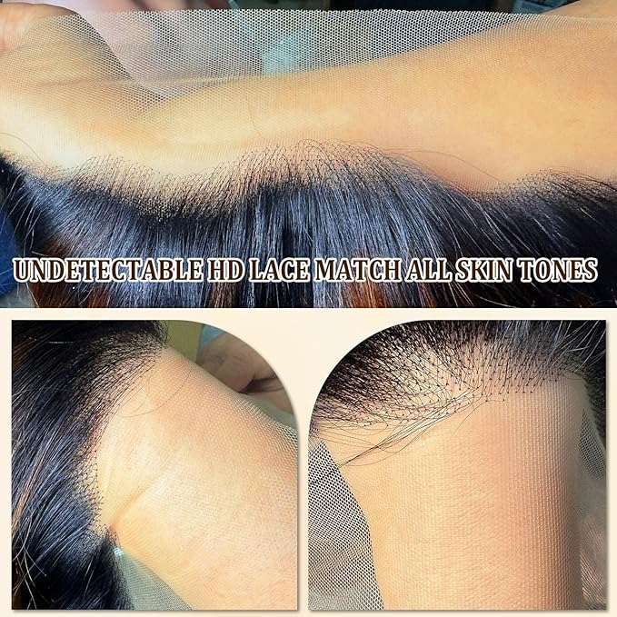 Ombre Highlight Lace Front Wig Human Hair Pre Plucked 200 Density HD Transparent 13x6 Body Wave Lace Frontal Human Hair Wigs for Women 28inch