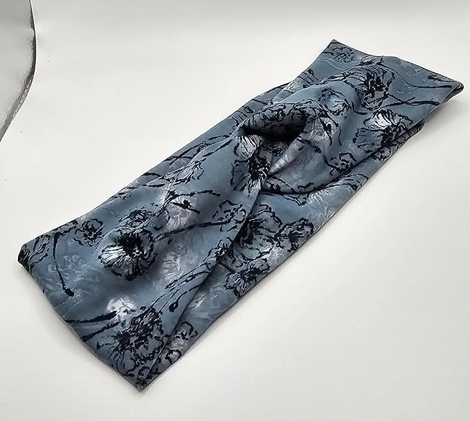 Soft Stretchy Headband, 3-in-1 Versatile Twist Style, One-Piece (Floral Blues, Adult)