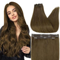 Full Shine Brown Human Hair Extensions 16 Inch Real Human Hair Extensions Clip in Extensions Straight Remy Hair Medium Brown Brazilian Clip in Real Hair Natural Extensions 60 Grams 3Pcs