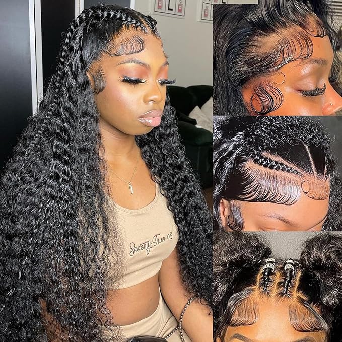 26 Inch Deep Wave Lace Front Wigs Human Hair Pre Plucked 13x6 HD Transparent Lace Frontal Wigs Human Hair 200 Density Deep Curly Glueless Wigs Human Hair For Women