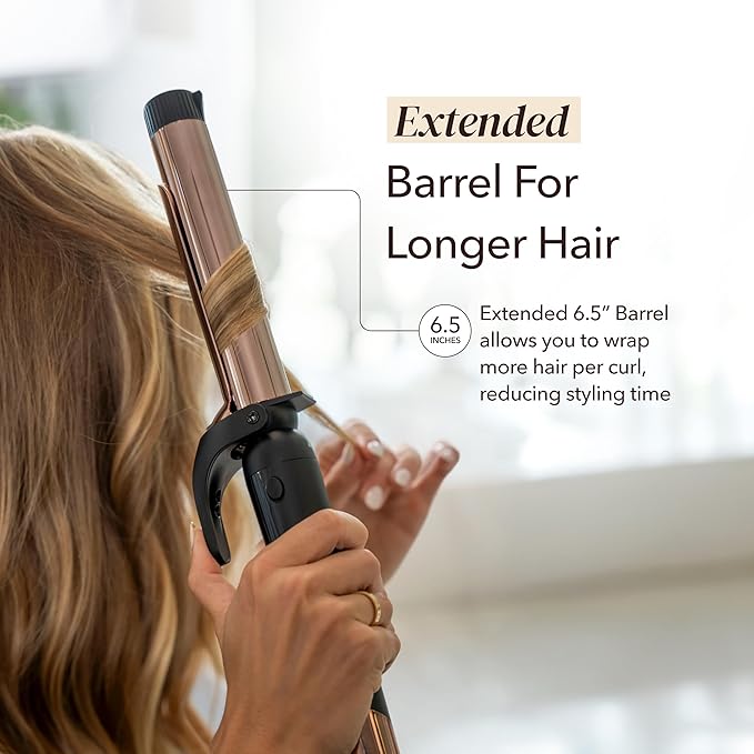 SRILabs CurlQ Extra Long Barrel 5-in-1 Curling Iron & Hair Styling Tool Set with Titanium Barrels, Ceramic Paddle Brush, Thermal Brush, Fast Heat-Up & 12 Temperature Settings