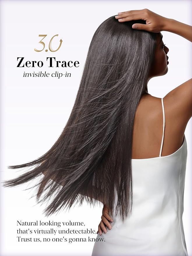 LUVME 0.59mm Zero Trace Invisible Clip in Hair Extensions, Silky Straight 7 Pcs 100g 18 Inch, 100% Real Human Hair Clip Ins, Seamless Invisible Weft with Soft Silky Movement for Work & Travel