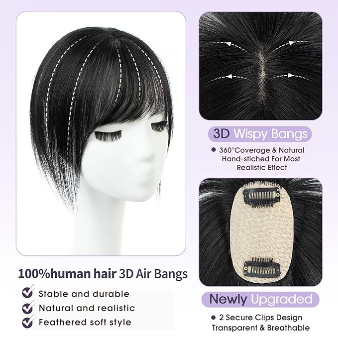 Real Human Hair Topper for Women with Thinning Hair 100% Real Remy Hair Topper for Women, Clip In Hairpiece for Thinning Hairpiece for White HairRoots Cover(8inch, Jet Black)