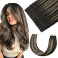 Pinkpearl Invisible Tape in Hair Extensions Human Hair, 20pcs 16inch 45g #2/6/2 Balayage Dark Brown to Chestnut Brown Injection Tape in Extensions Real Remy Human Hair Injected