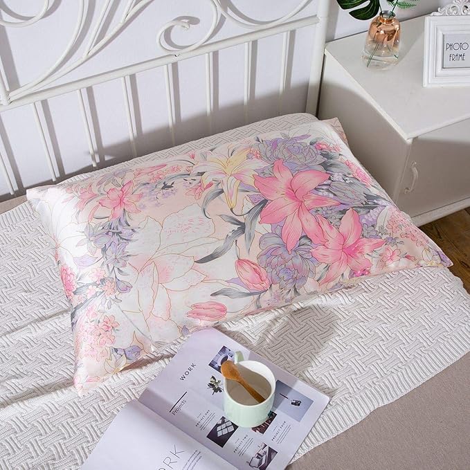 SLPBABY Silk Pillowcase for Hair and Skin with Hidden Zipper Print (Queen, Pattern15)