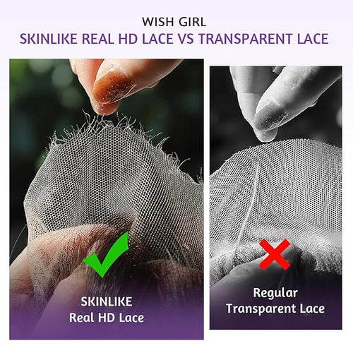 13x4 Full Frontal SKINLIKE Real HD Lace Wig 200% Density Body Wave Human Hair Vivid Pre-Plucked Hairline Bleached All Knots 0.10mm Ultra-thin Invisible Swiss HD Lace Front Wigs Frayed Ends 22 Inch