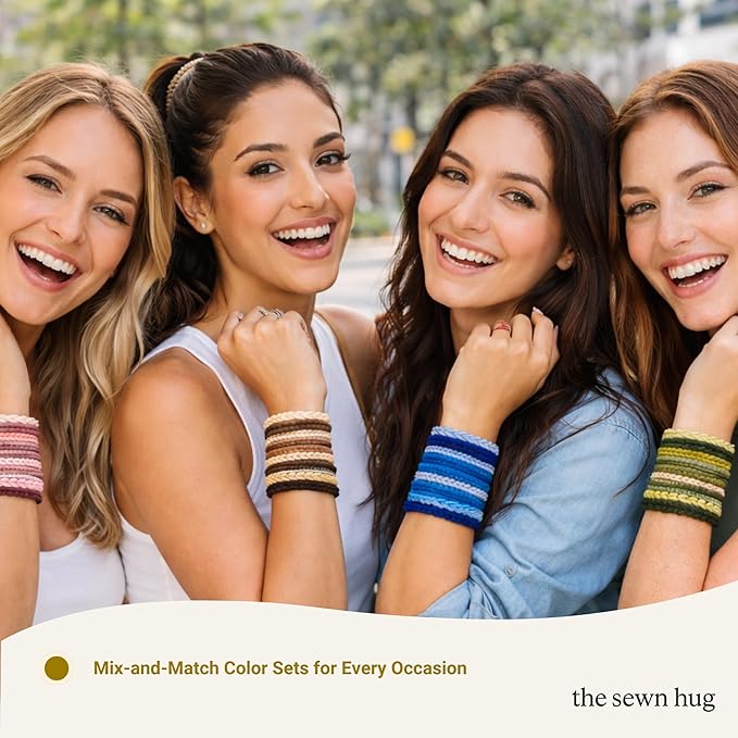 Boho Hair Ties, 20-Pack (4 Styles) Cute Elastic Bands for Thick or Thin Hair, No-Damage Stretch Bracelets, Brown Hair Accessories for Women & Girls (Stardust Soirée)