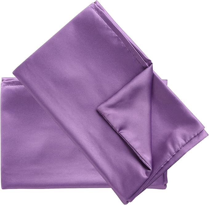 uxcell 2 Pack Silk Satin Pillowcase for Hair and Skin, Cool, Silky, Soft Breathable Pillow Cases Travel Size 14x20 Inch Sateen Pillowcase Purple with Envelope Closure