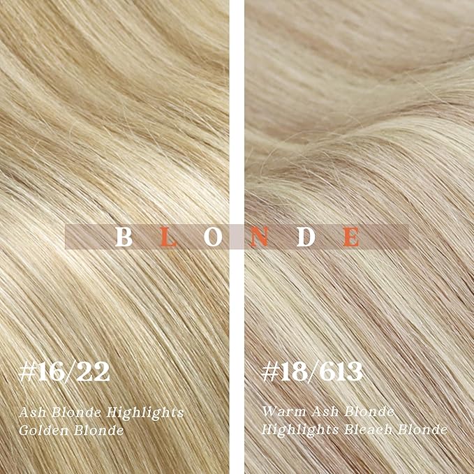 Ve Sunny Clip in Hair Extensions Double Weft Remy Hair Extensions Natural Human Hair Clip in Extensions Dark Blonde Highlights Golden Blonde 7pcs 120g 16 inch