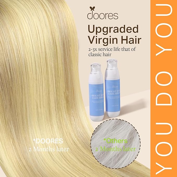 DOORES Clip in Hair Extensions, Dirty Blonde Mixed Platinum Blonde 150g 9pcs 16 Inch, Remy Hair Extensions Clip in Human Hair Extensions Human Hair Natural Silky Straight Thick Hair Extensions