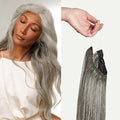 Luxy 100% Remy Human Hair – Halo Clip-In Hair Extensions –Natural Looking Volume & Length - One-Piece - Easy 5-Min Application 180 grams 20" Light Gray Halo