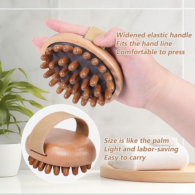 OWIIZI Wooden Scalp Brush Massage Body Tools, Wood Massager for Head Hair Growth Belly Fat Cellulite Multi Functional Air Cushion Massager for Men Women Elder
