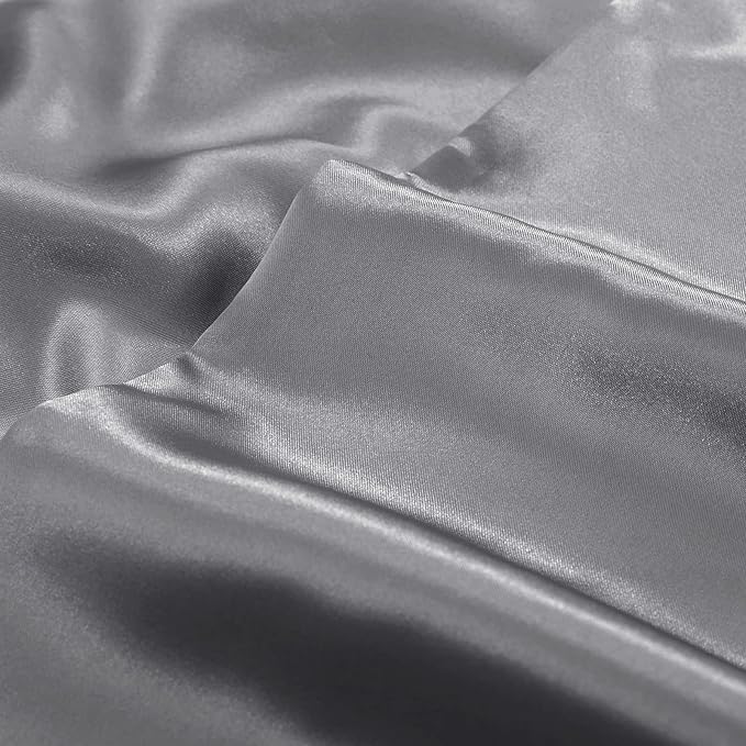 Aormenzy Dark Grey Satin Pillowcase for Hair and Skin, Satin Pillow Cases for Women Standard Size Set of 2 with Envelope Closure Silky Pillow Covers Wrinkle, Fade Resistant (20x26 Inches)
