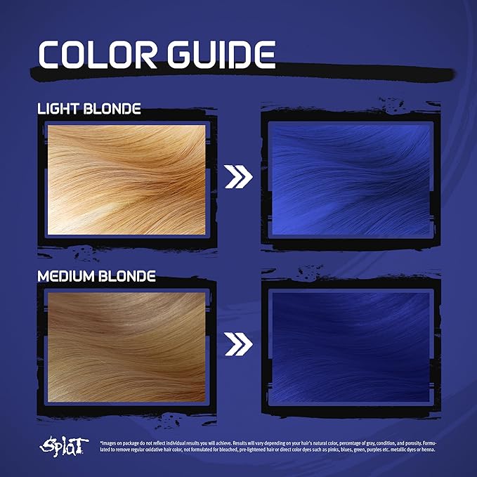 Splat Blue Envy Semi Permanent Hair Dye Kit with Bleach, 1 Application, Includes Blue Hair Dye, Oxide & Bleach Powder, Vegan & Cruelty Free Hair Color