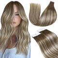 LaaVoo Tape in Hair Extensions Balayage Human Hair Tape in Extensions Brown with Blonde Real Hair Tape in Extensions Human Hair Tape Hair Extensions 20pcs/50grams 20 Inch