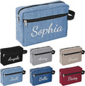 Personalized Toiletry Bag for Men, Embroidered Name Mens Toiletry Travel Bag, Waterproof Canvas Shaving Bag with Large Capacity, Custom Men Hanging Toiletries Bag for Traveling (Blue)