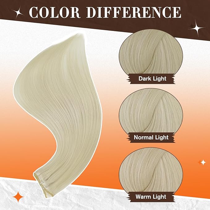 Full Shine Seamless Clip ins 18 Inch Natural Blonde Clip in Hair Extensions for Women Platinum Blonde with Lace Weft Real Hair Softness 60 Grams 3 PCS