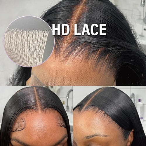 13x6 HD Body Wave Lace Front Wigs Human Hair Pre Plucked HD Transparent Frontal Wigs Human hair for Women 180% Density Brazilian Virgin Wigs Bleached Knots with Baby Hair 28inch