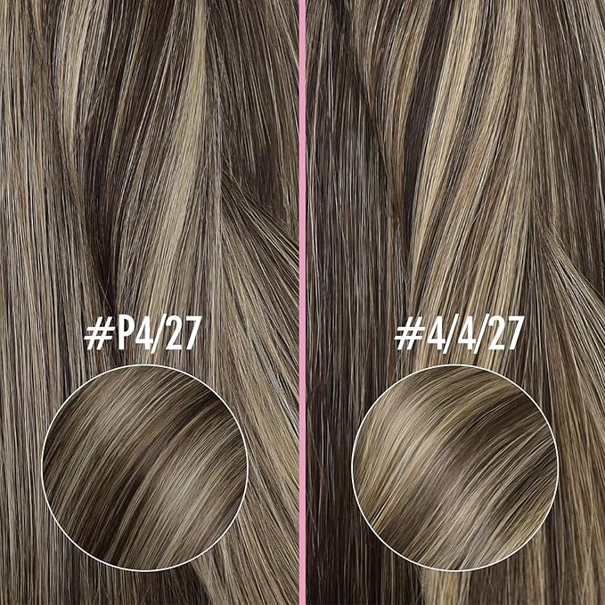 YoungSee Nano Ring Hair Extensions Brown Highlight Nano Beads Hair Extensions Real Human Hair Dark Brown Highlights Caramel Blonde for Daily Wear Nano-Link Remy Hair Extension 14 inch 50s 50g