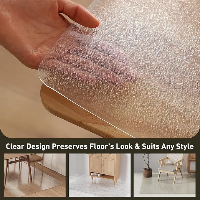 Clear Plastic Floor Mat for Under Dining Table, 5'×7' Large No Slip Waterproof Vinyl Area Rug for Home, Anti-Spill Hard Floor Protector Cover for Living Room, Splat Mat for Under High Chair