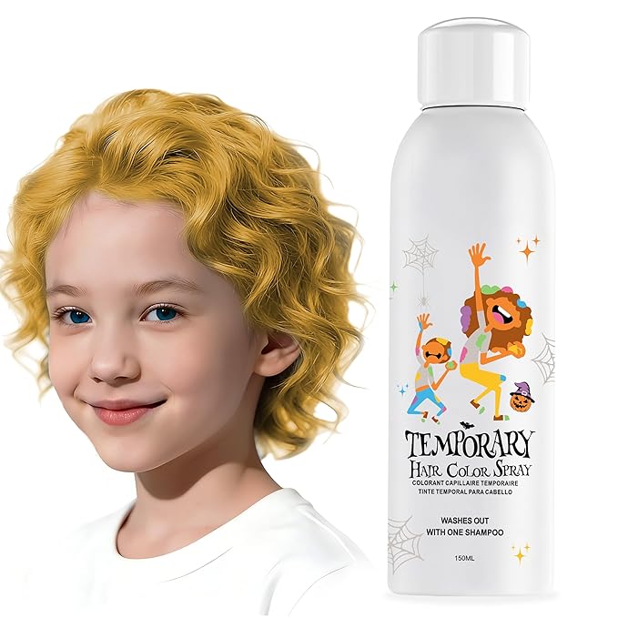 Gold Temporary Hair Color Spray for Kids, Silver Instant Colored Hair Dye Alternative for Boys Girls Teens Men Women, Quick Styling for Party Christmas Halloween, Disposable Washable, 150ml