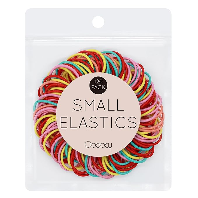 120 Pcs Small Hair Ties for Thin Hair & Kids - 1 Inch, 2mm No-Damage Elastic Bands in, Orange