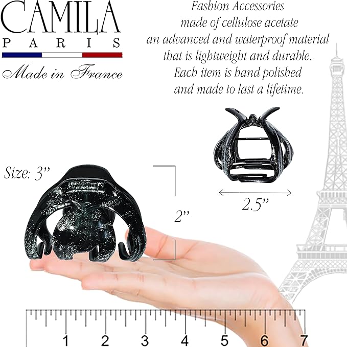 Camila Paris CP3870 French Octopus Hair Clip for Women Thick Hair and Long Curly Wavy Hair, Girls Hair Claw Clips, Styling Claw Clip for Thick Hair, Strong Hold No Slip Grip, Made in France
