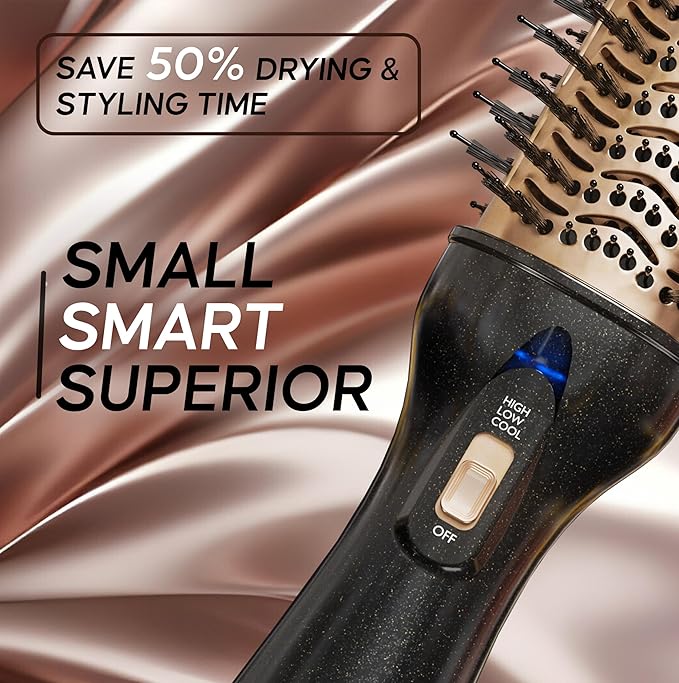 Premium 4-in-1 Oval Blow Dryer Brush, One-Step Hot Air Brush for Smooth, Hair Dryer & Volumizer, Salon Quality, Ionic Blow Dryer Styler & Straightener, Anti-Frizz, Large 3" Barrel, 13" Long