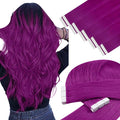YoungSee Purple Tape in Human Hair Extensions 24 Inch Tape in Extensions Purple 10pcs Invisible Tapes in Hair-Extension Colorful 25g Diy Hair-Extension