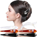 RC ROCHE 6 Pcs Duck Bill Alligator Hair Clips for Women Sectioning Flat Claw Long Thick Hair Inner Teeth Curved Styling Jaw Strong Secure Grip Salon, Large Black, Brown, Clear