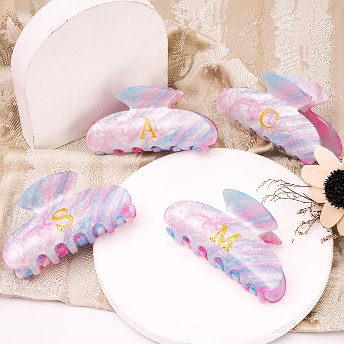 Personalized Gifts for Women,Cute Hair Clips Initial Hair Claws Daughter Niece Sister Wife Friend Teacher Engagement Wedding Gifts Thank You Gift - Lavender,P