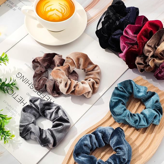 Whaline 12 Pack Hair Scrunchies Premium Velvet Scrunchy Elastic Hair Bands for Girls, Women Hair Accessories (12 Colors)