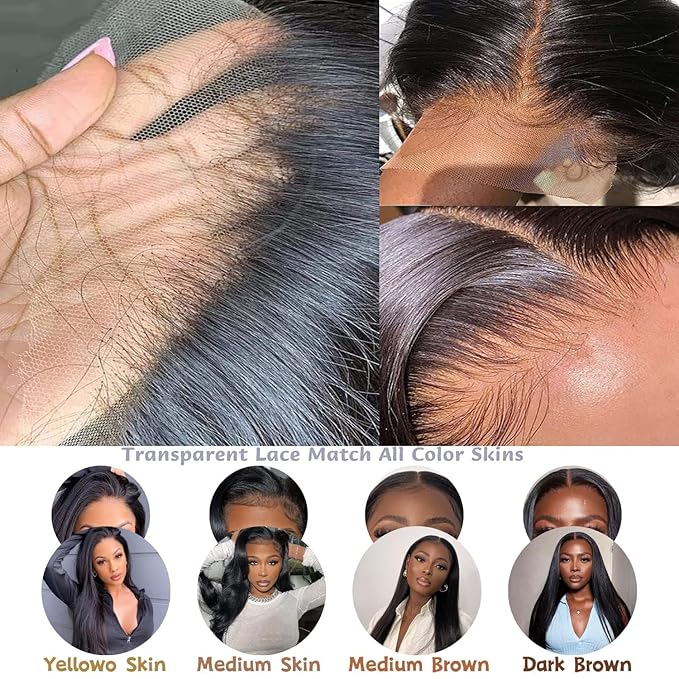 13x6 Straight Lace Front Wigs Human Hair 200 Density HD Transparent Lace Frontal Human Hair Wigs for Women Glueless Wigs Human Hair Pre Plucked 20 Inch