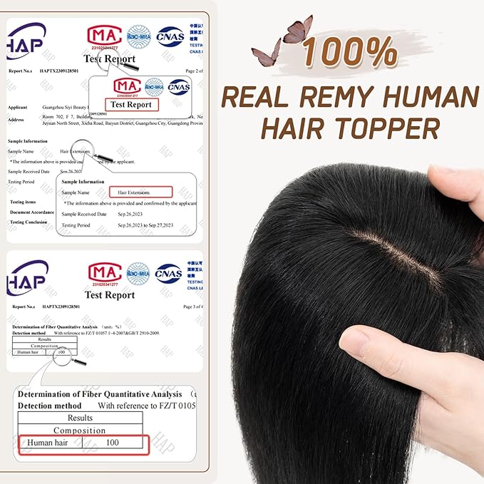 Rich Choices Real Human Hair Toppers for Women With Bang 100% Remy Human Hair Topper for Thinning Hair Clip in Silk Base Hair Topper 14 Inch #1 Jet Black