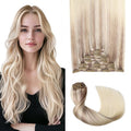 Pro2.0 Clip in Hair Extensions Real Human Hair 120g Thick 7pcs #18/22/60 Balayage Ash Blonde to Golden Blonde and Platinum Blonde Real Human Hair Extensions Clip ins 14inch（#18/22/60-14inch）