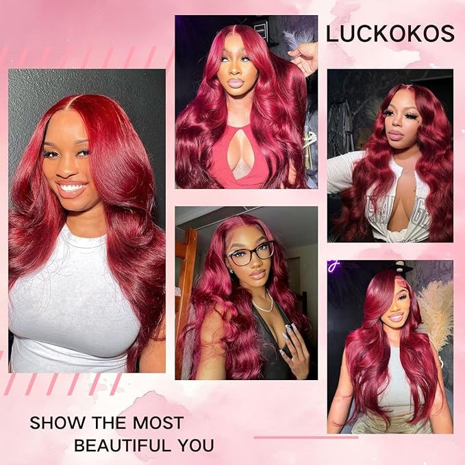 22 Inch 99j Burgundy Lace Front Wigs Human Hair 13x6 HD Transparent Burgundy Wig Human Hair 200 Density Pre Plucked Glueless Frontal Wigs Human Hair for Black Women