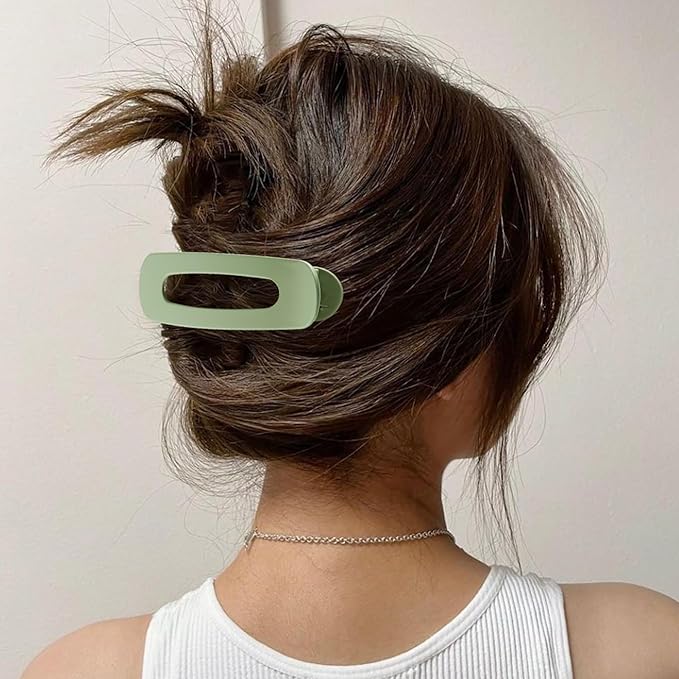 8 Pcs Large Lay Flat Claw Clips for Women French Side Slide Barrettes for Thin Fine Hair Rectangle Alligator Hair Accessories,Matte Beige Orange Blue Green
