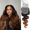 Ombre 5x5 Lace Closure Body Wave Chestnut Brown T1B/2/30 5x5 Transparent hd Lace Closure 100% Real Human Hair 20Inch 150% Density