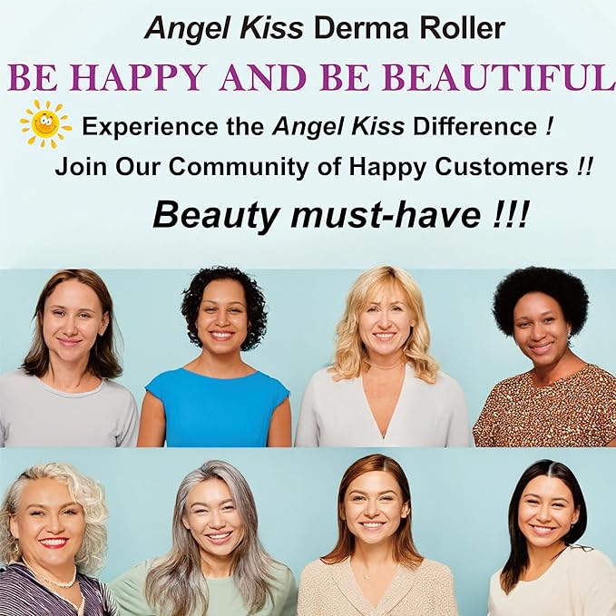 Derma Roller Titanium Real Needle 0.25mm - Angel Kiss 192 Individual Microneedling Roller with Case - Dermal Roller for Face - At Home Facial Skin Roller for Women Men