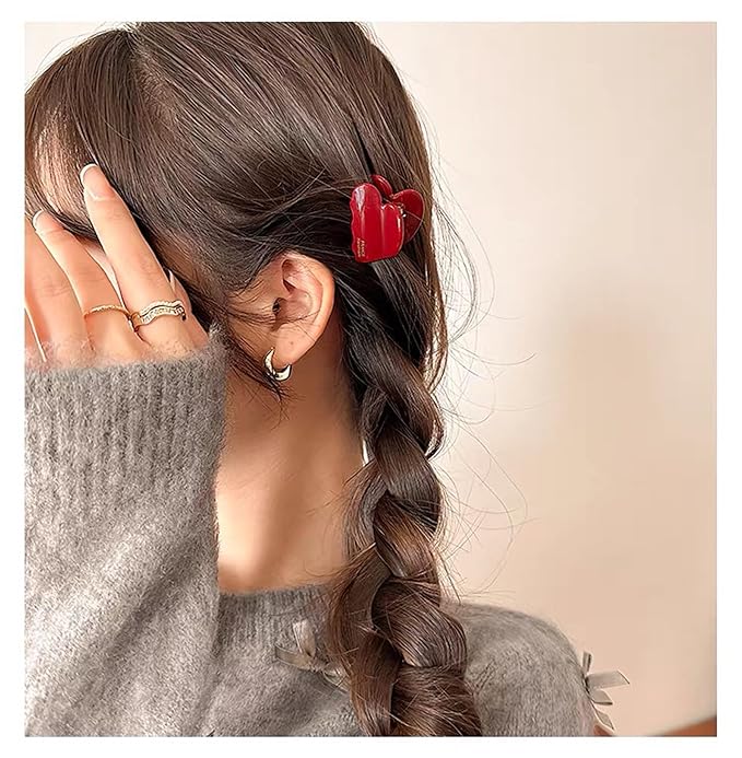 Small Hair Clips,1.4" Heart Acetate Hair Claw Clips, Strong Hold Nonslip Half-Up Jaw Clip Hair Accessories Birthday Thanksgiving Christmas Gift for Women Girls Mother Daughter Thin Thick(6 PCS)